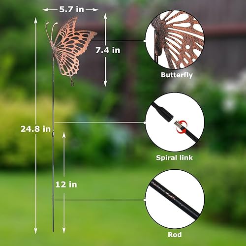 Miniatura 6 de Estacas de jardín de mariposa decorativas de metal para patio, mariposa para mujeres, adornos de mamá, decoración grande para exteriores, patio,