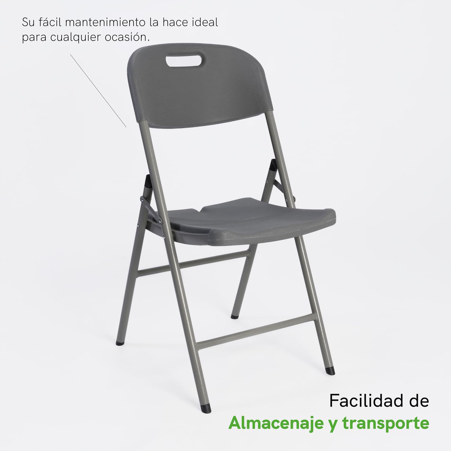 Sillas Plegables Pack 2 - Silla de Comedor, Silla Plegable de Metal y PVC, Estructura Metálica Resistente y Ergonómica - Ideal para Restaurante, Cocina, Salón, Eventos y Bodas