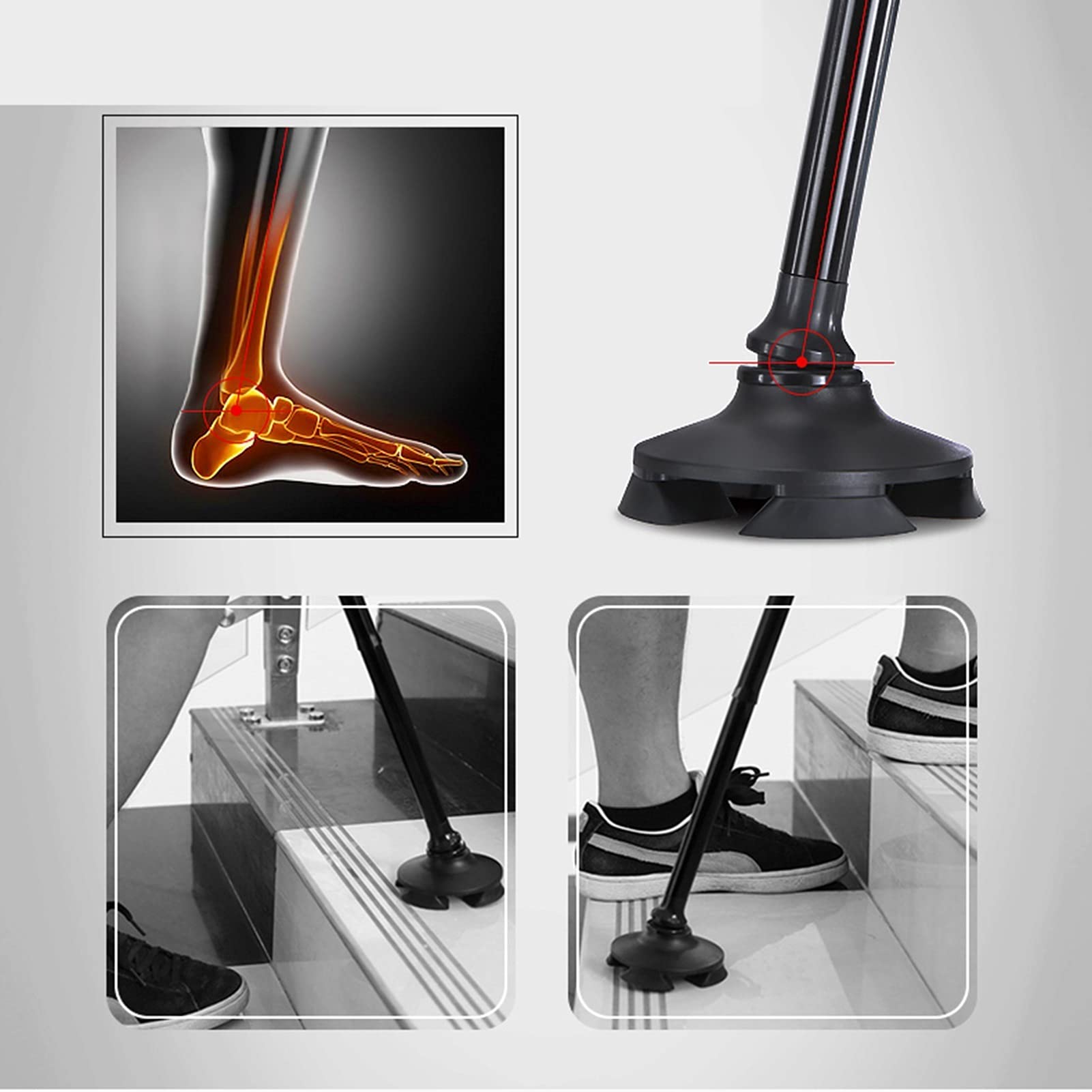 Black Plegable bastando Bastones, bastón para Mujeres y Hombres, palitos Ajustables de Altura, Bastones portátiles Ligeros, ayudas para Caminar para los Ancianos