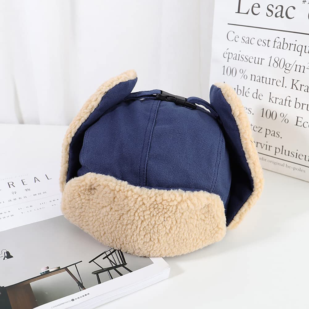 Chapka d’Hiver Chapeau de Trappeur en Fausse Fourrure Homme Chaud Bonnet Aviateur Russe Trooper Ushanka Chapeau de Chasse avec Oreille Rabat