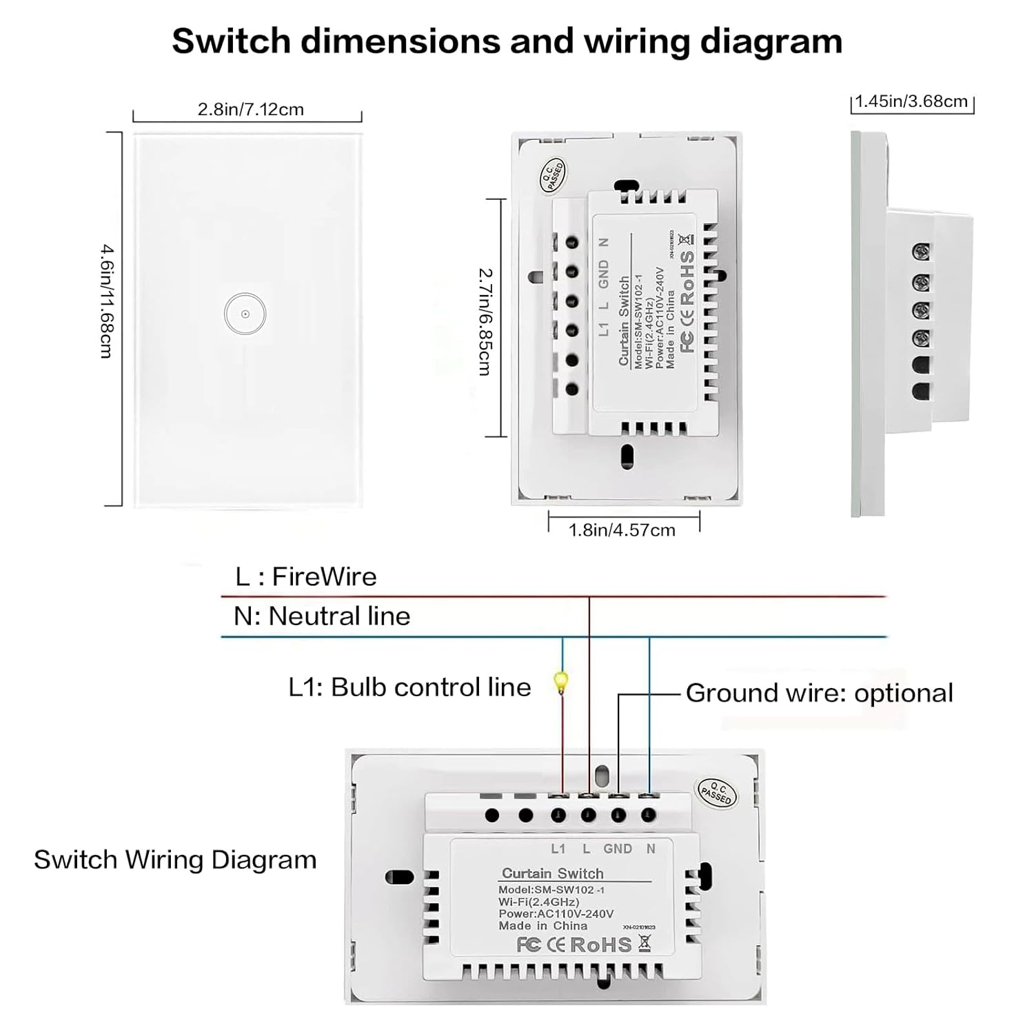 Jinvoo Smart Light Switch, ZigBee Light Switch, Zigbee Switchh, Alexa Lightt Switchh, Compatible with Alexa and Google, Smart Life Control, Glass Panel Timer, Requires a Zigbee hub (1 Gang)