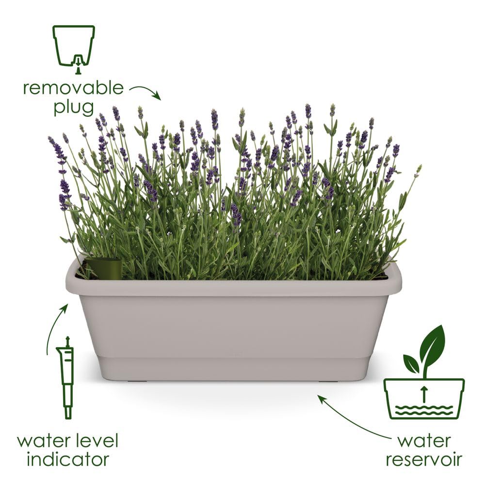 Elho Noa Balcony Trough XL Jardinera - Terra | L 20 x An 78 x A 17.8 cm