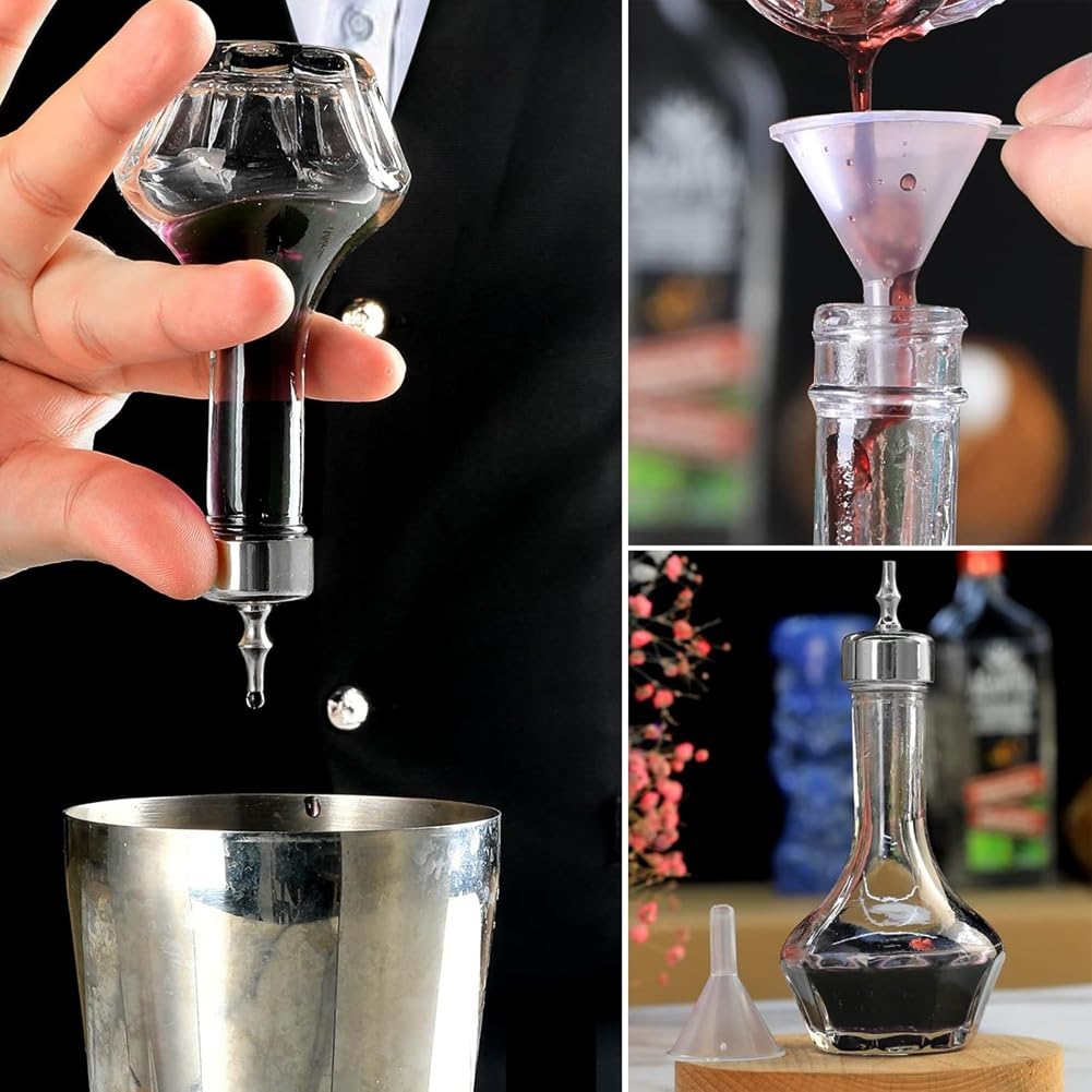 Cenei Bitter Bottle Set di 3 Bottiglie Dasher da 1,7 Oz/50 Ml, Strumento da Bar Professionale per La Creazione di, Bar e Ristoranti