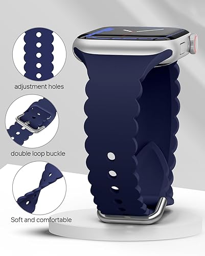 Miniatura 7 de Sunnywoo Lace Silicone Band Compatible with Apple Watch Bands 38mm 40mm 41mm 44mm 42mm 45mm 49mm, Women Soft Sport Strap Wristband Replacement for