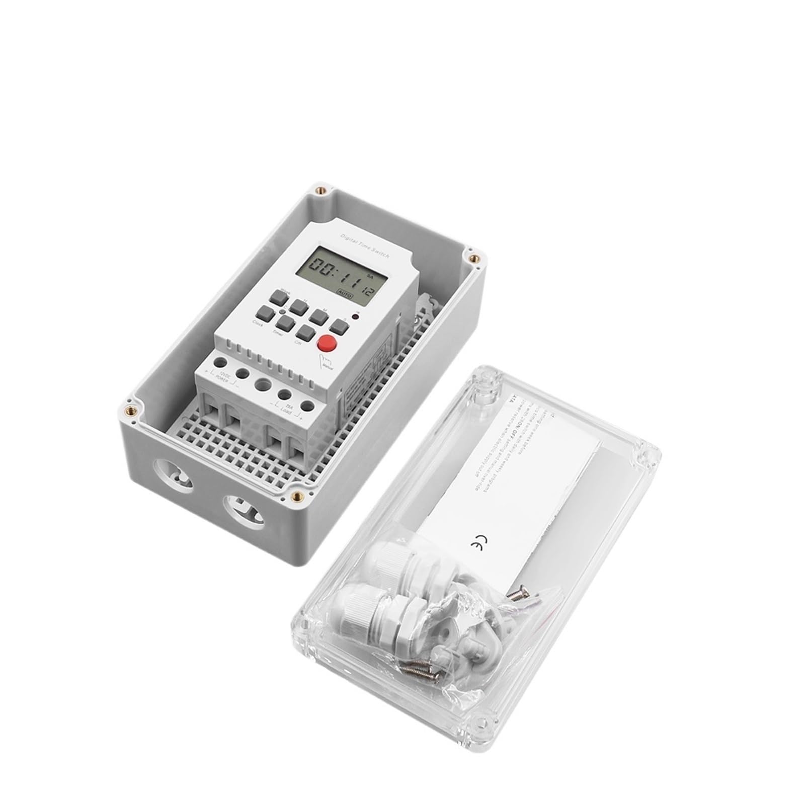 DEBLAN MT316SE Regenzeitschaltuhr, digital, 12 V Gleichstrom, 25 A, mit wasserdichter Box, transparente Abdeckung für den Außenbereich