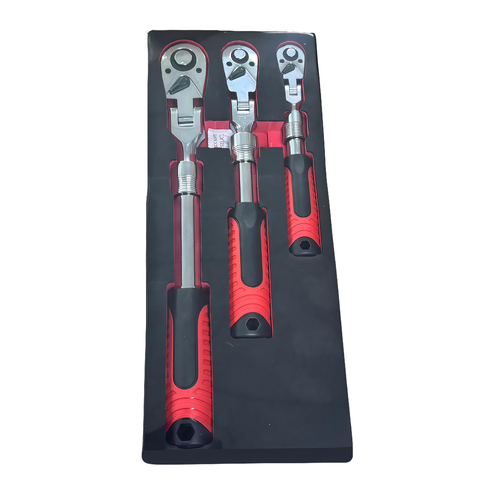 Msioytog 3Piece Set Of Black 3Pcs Reversible Ratcheting Wrench Set 1/4" 3/8" 1/2" Drive Extendable Ratchets Wrench Reversible With 72-Tooth Swivels Head Ratchets