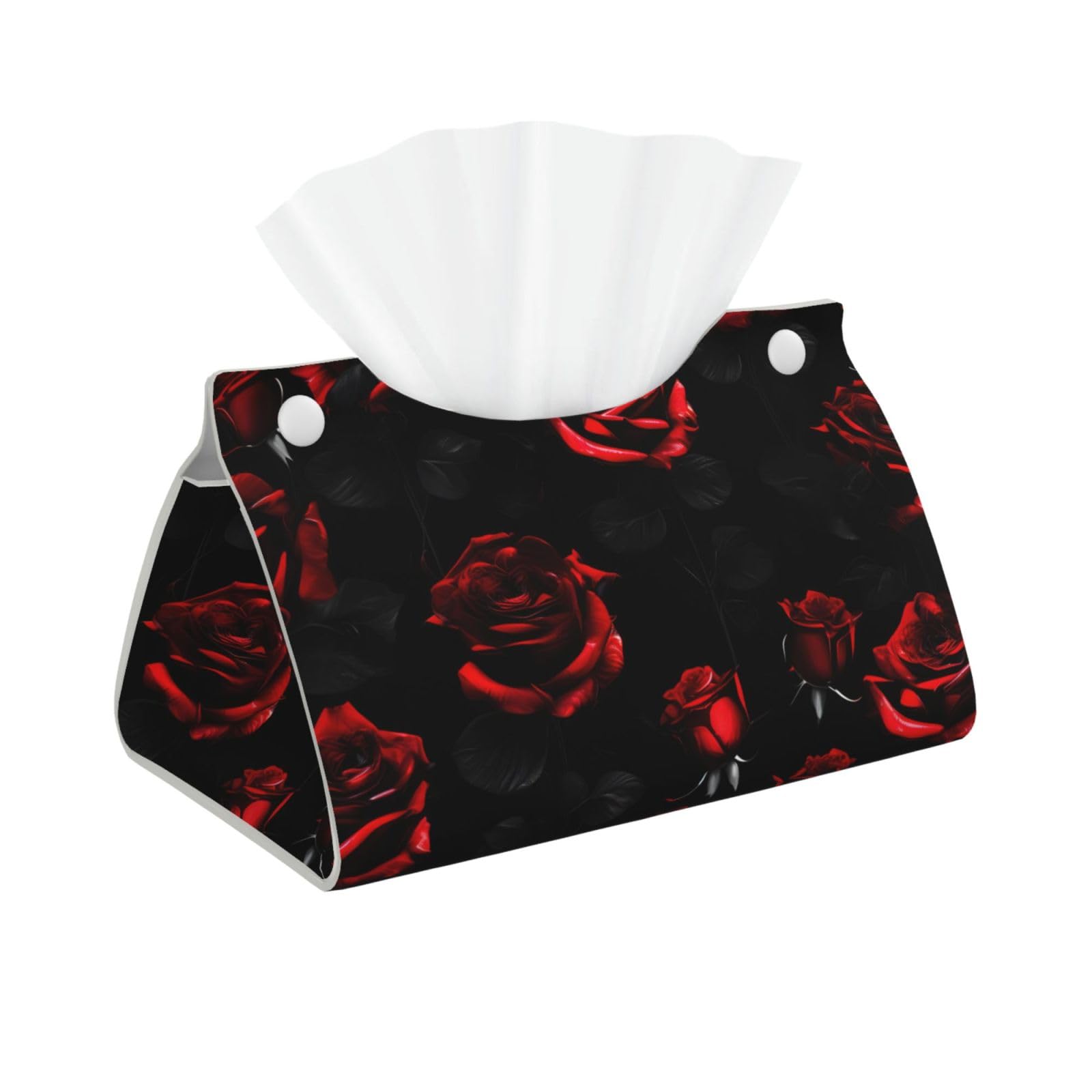 Red And Black Roses Print Long Tissue Box Cover Tissue Dispenser Box For Living Room, Office, Car, Bathroom