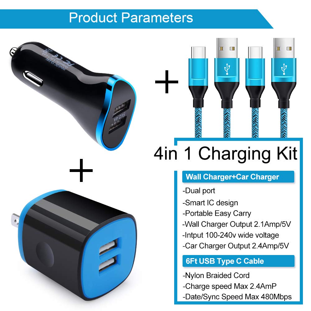 USB C Car Charger for Google Pixel 8a/8/8 Pro/7a/7/7 Pro 6/6 Pro/6a 5/5a 4/4a/4xl 3/3a/3xl 2/2xl XL, Samsung Galaxy S24 S23 S22 A10e, Car Charger Adapter Wall Charging Block Type C Fast Charging Cable