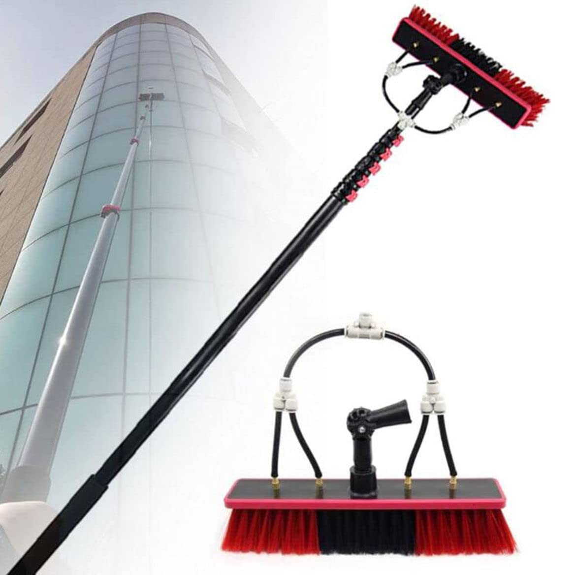 GTHTUHFD Water Fed Pole Kit, Solar Panel Cleaning Brush,Outdoor Window Cleaner Window Glass Photovoltaic Solar Panel Cleaning System Washing Equipment Tool/36Ft/10.8M,36ft/10.8m