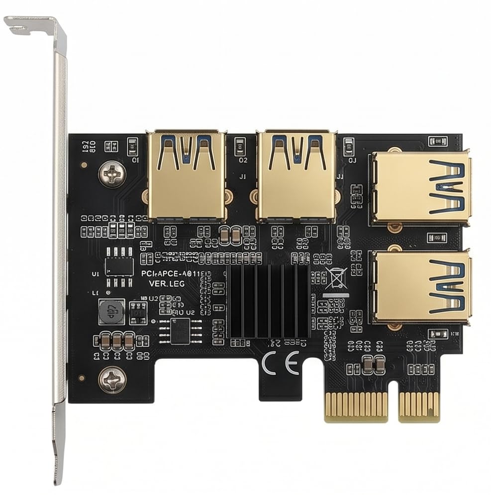 PCIe to 4-Port USB 3.0 Expansion Card, PCI Express x1 to 4 USB Riser Hub Adapter for Crypto Mining (BTC/ETH), High-Speed Data Transfer Desktop Multi-Port Multiplier (Model: PCE4PCE-A01 VER006S)-image-10