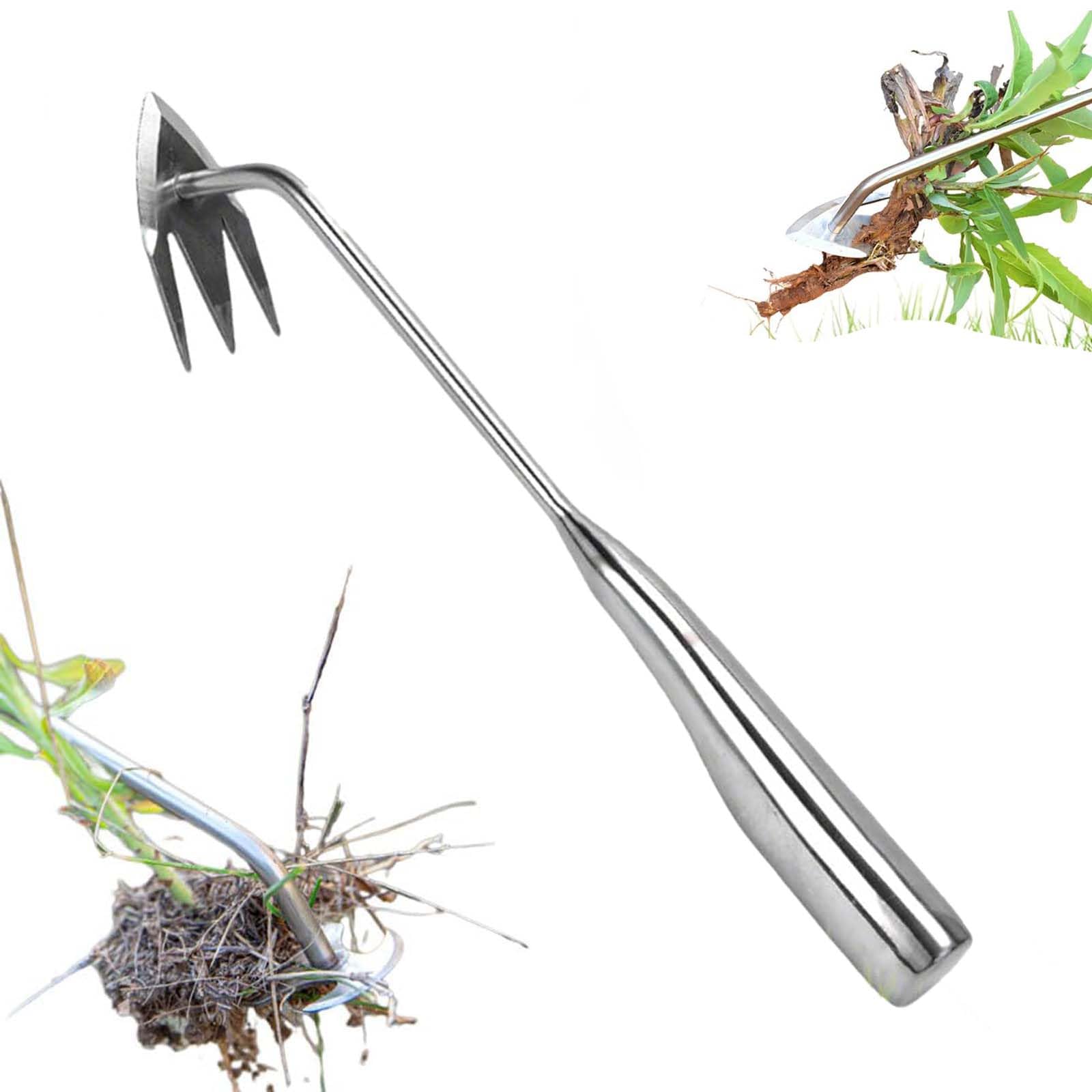 Yilia Weed Puller Tool, 2025 New Garden Weed Pulling Tool Uprooting Weeding Tool, 4 Teeth Weed Puller Tool Manganese Steel with Long Handle, Weeder Tool for Vegetable Garden Yard Planting (13.54inch)