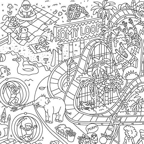 Omy Poster Géant à Colorier Fun Park 70 x 100 cm, Black and White, 30L x 25W cm - Image 3