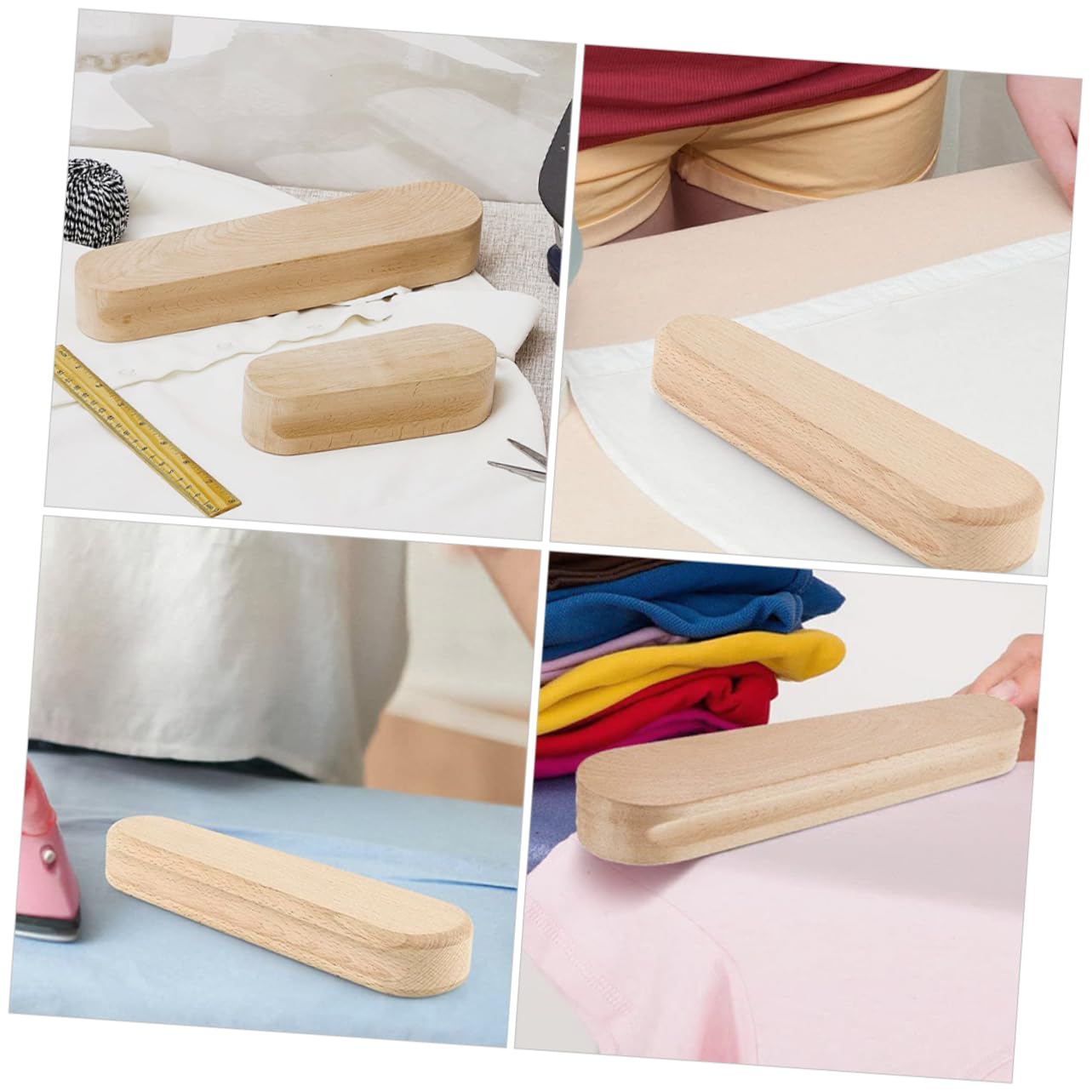 Badajo de Costura de Madera Khaki 2 Piezas para Costura Precisa | Superficie Lisa y Plana, Juego de 2 Unidades, Accesorio para Labores de Confección
