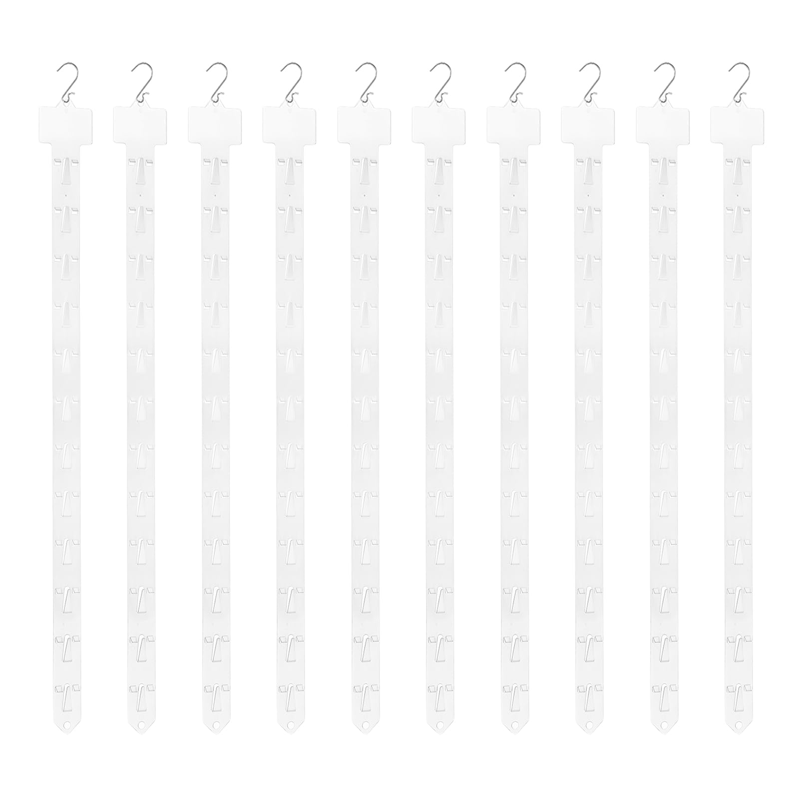 QUARKZMAN 10Pcs Strisce Appendibili Da Banco Con Ganci A S 24.8" Supporti In Plastica Per Esposizione Con Etichetta Per Negozio Casa Organizzatore Sacchetti Snack Trasparente