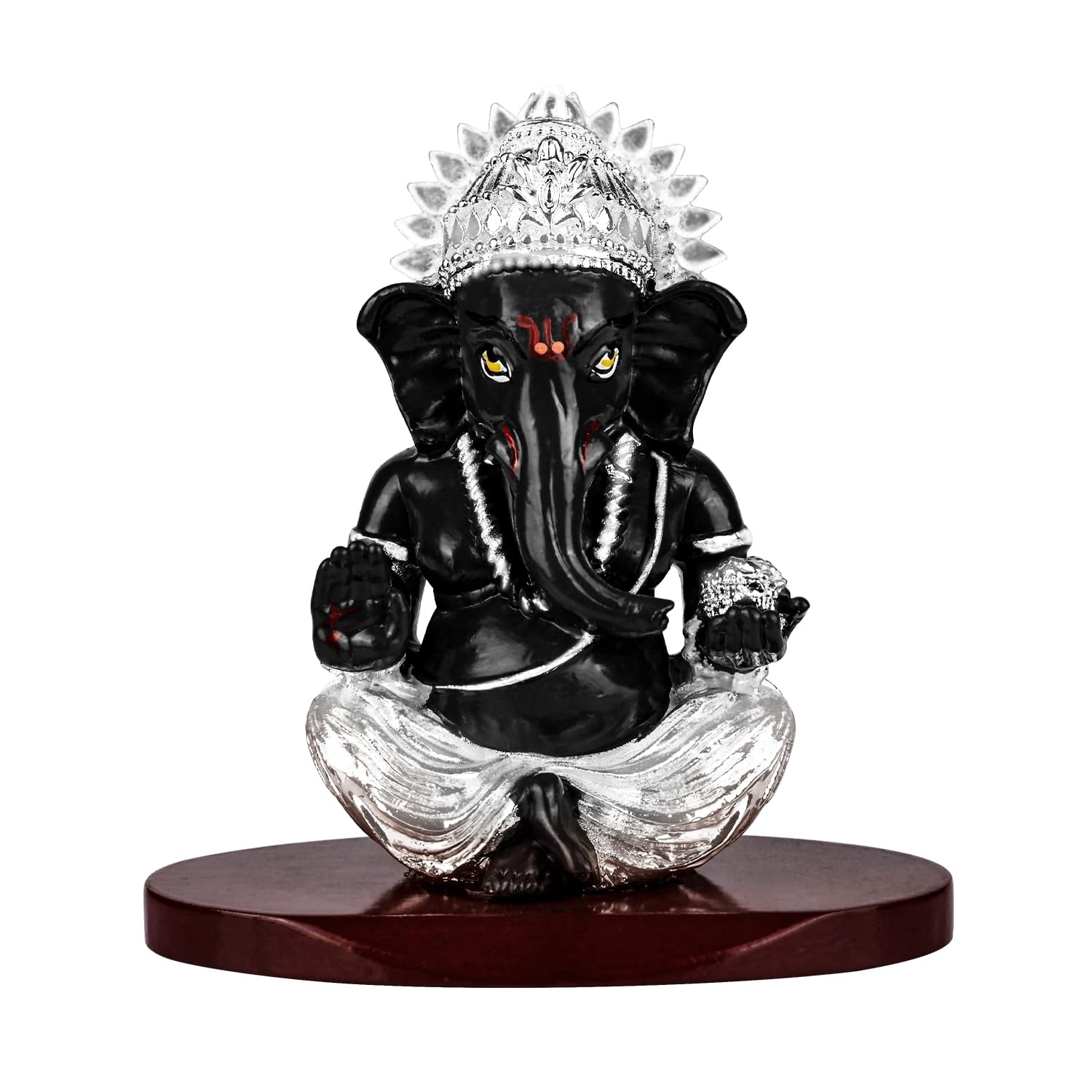 DIVINITI 999 Silver Plated Resin Idols | Car Dashboard | for Mandir, Office and Home Dcor (Black Ganesha)