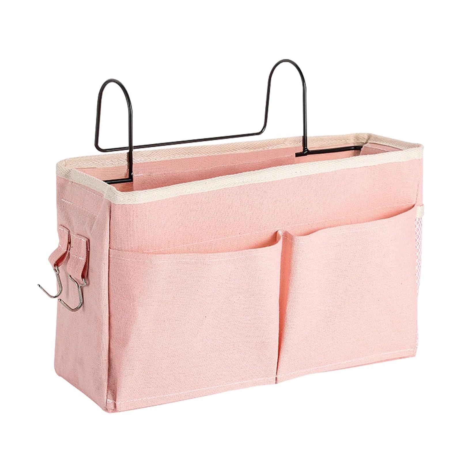 SJDOFU Bedside Hanging Storage, Bedside Storage Pocket, Bedside Hanging Storage Bag with Hooks for Dormitory School Bunk Bed (Pink)