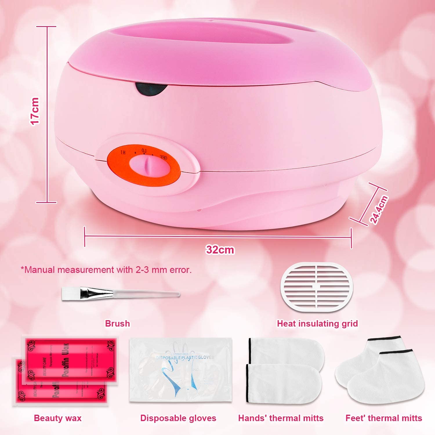 Gel di paraffina per mani e piedi, dispositivo di riscaldamento per bagno di paraffina Forever Speed con 900 g di cera di paraffina per mani e piedi idratanti e artrite calmante (rosa)