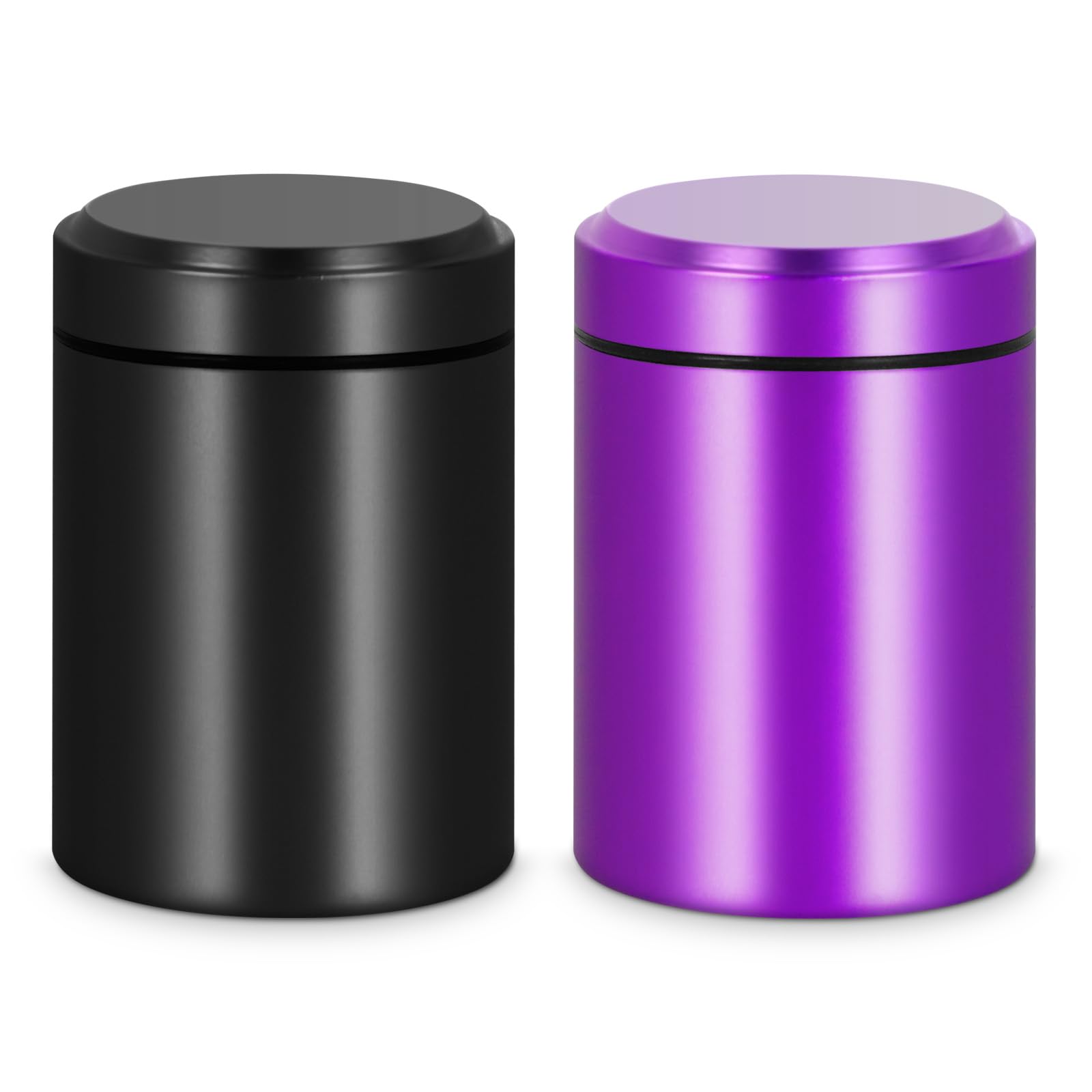 Aluminum Stash Box Jar, Smell Proof Containers With O Rubber Ring, Multipurpose Storage Container for Spices, Coffee & Teas （Black+Purple）