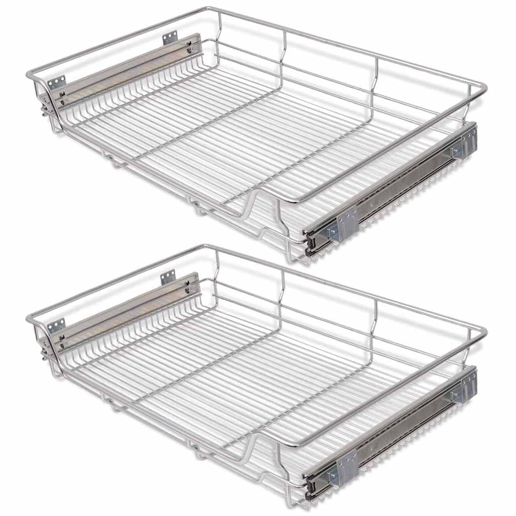 vidaXL 2 pcs Pull-Out Wire Baskets Kitchen Base Larder Units Storage Organiser 800 mm — image 1