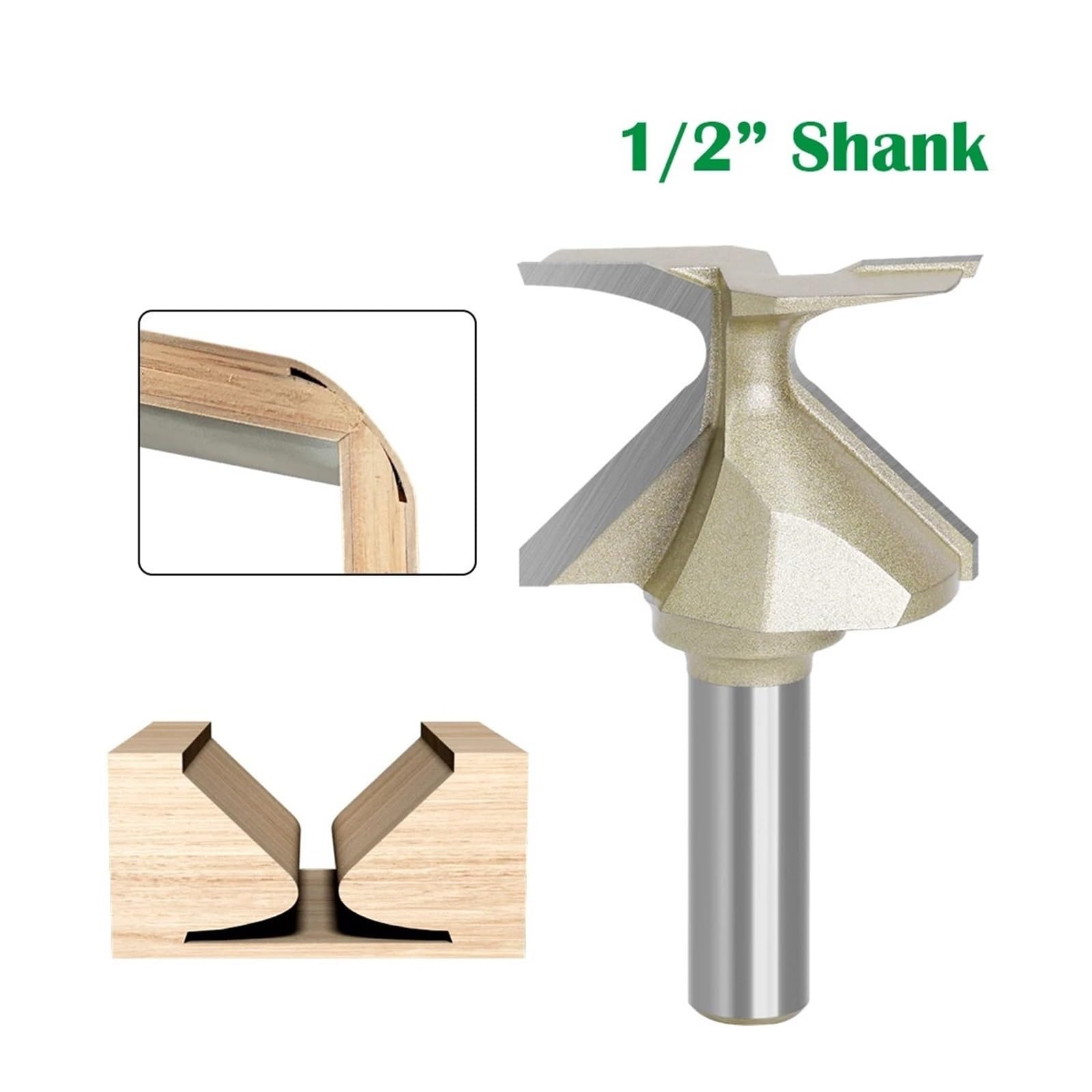 1PC 12.7mm 1/2 Tige Arc Couteau De Pliage sans Soudure Couteau De Formage Doré R18/30/50 Fraises for Porte en Bois/Armoire Murale