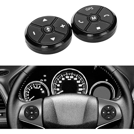 PolarLander Universal Wireless Car Steering Wheel Controller 4 Key Music DVD GPS Navigation Steering Wheel Radio Remote Control Buttons Black