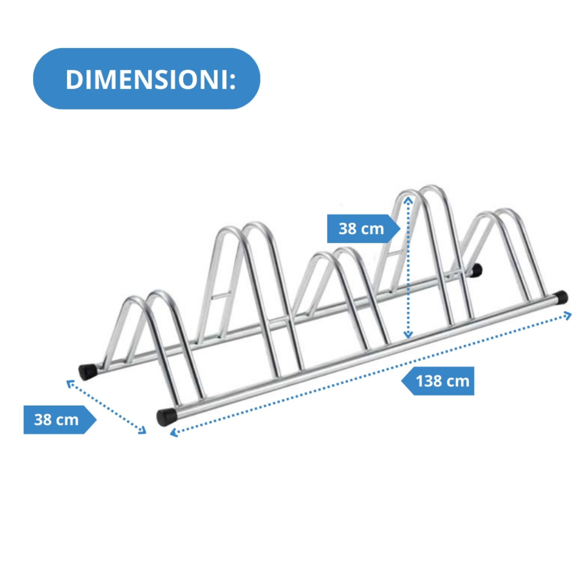 Andrys Rastrelliera Biciclette - Porta Bici da Terra per Interni ed Esterni - Posteggio Alto e Basso per Ruote da 6cm - Acciaio Zincato a Freddo (Argento)
