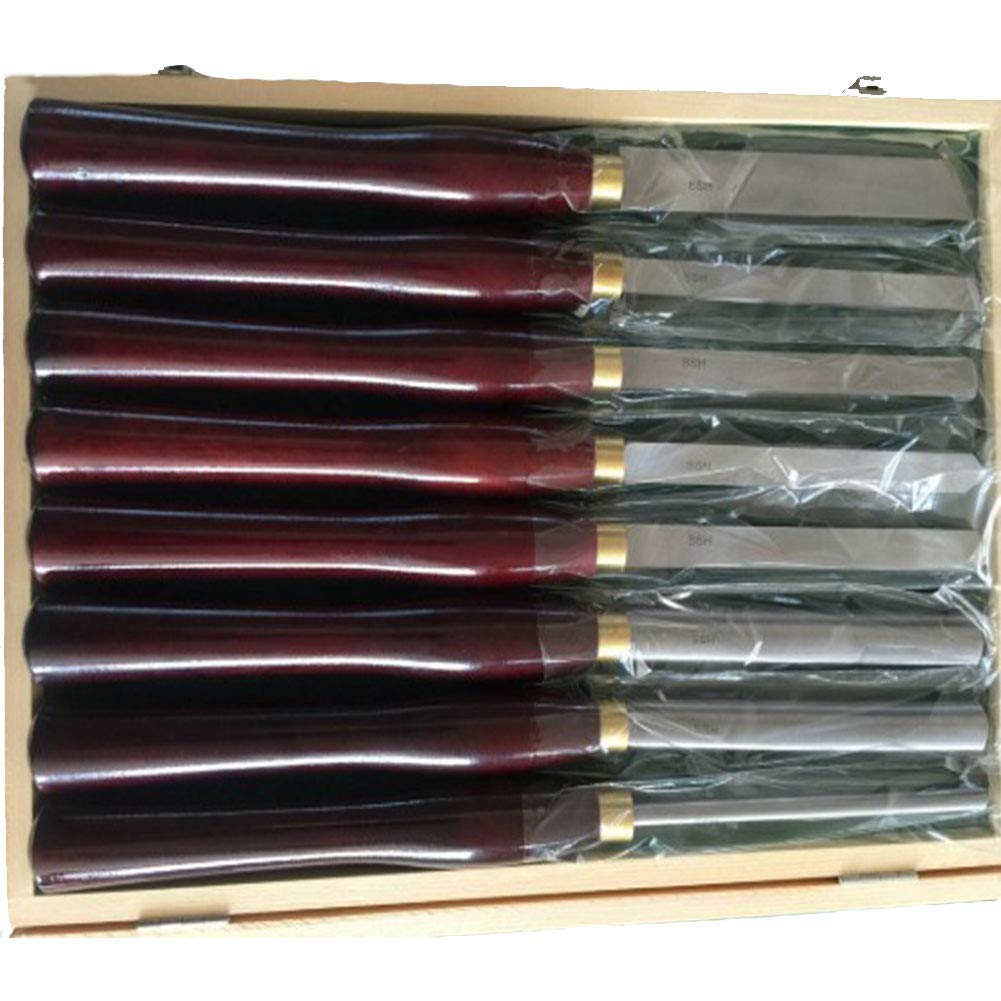 Juego de cinceles giratorios para Madera de 8 Piezas, Mangos de Madera Dura y Almacenamiento en Cajas de Acero/Madera, duraderos (3,2 kg)