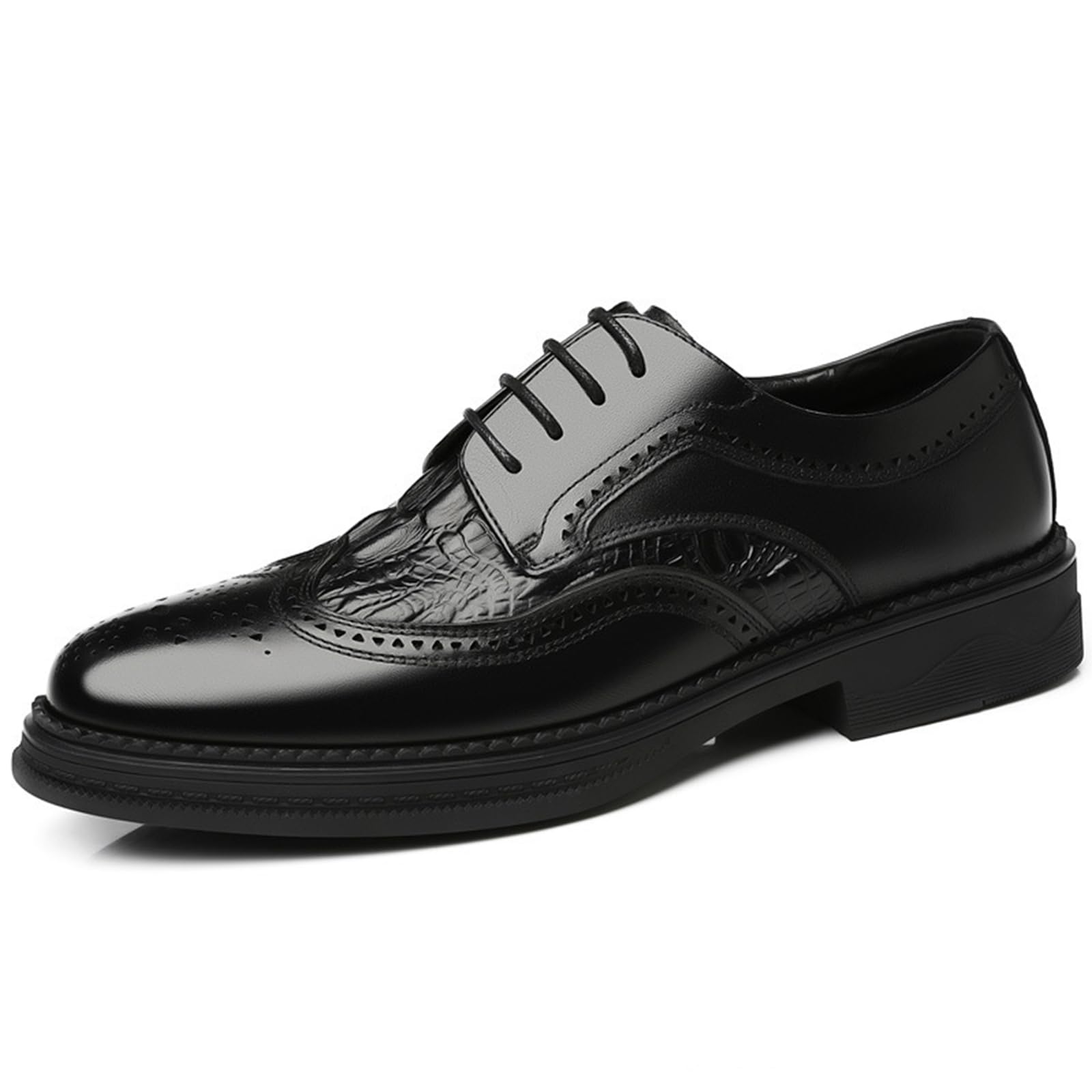 Scarpe Formali da Uomo Stringate Brogue Punta | Pelle, classico, Antiscivolo, Tacco Largo, Oxford, Sera, Formale, attività, Festa