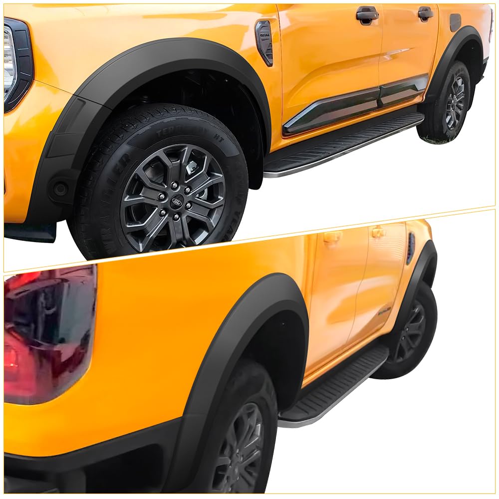 Kotflügelverbreiterung Ford Ranger T9 2023-2026 Wildtrak X und Wildtrak mit PDC, Kotflügel Radlauf Verbreiterungen ABS Pickup Zubehör, Steinschlag und Schmutz, Schwarz