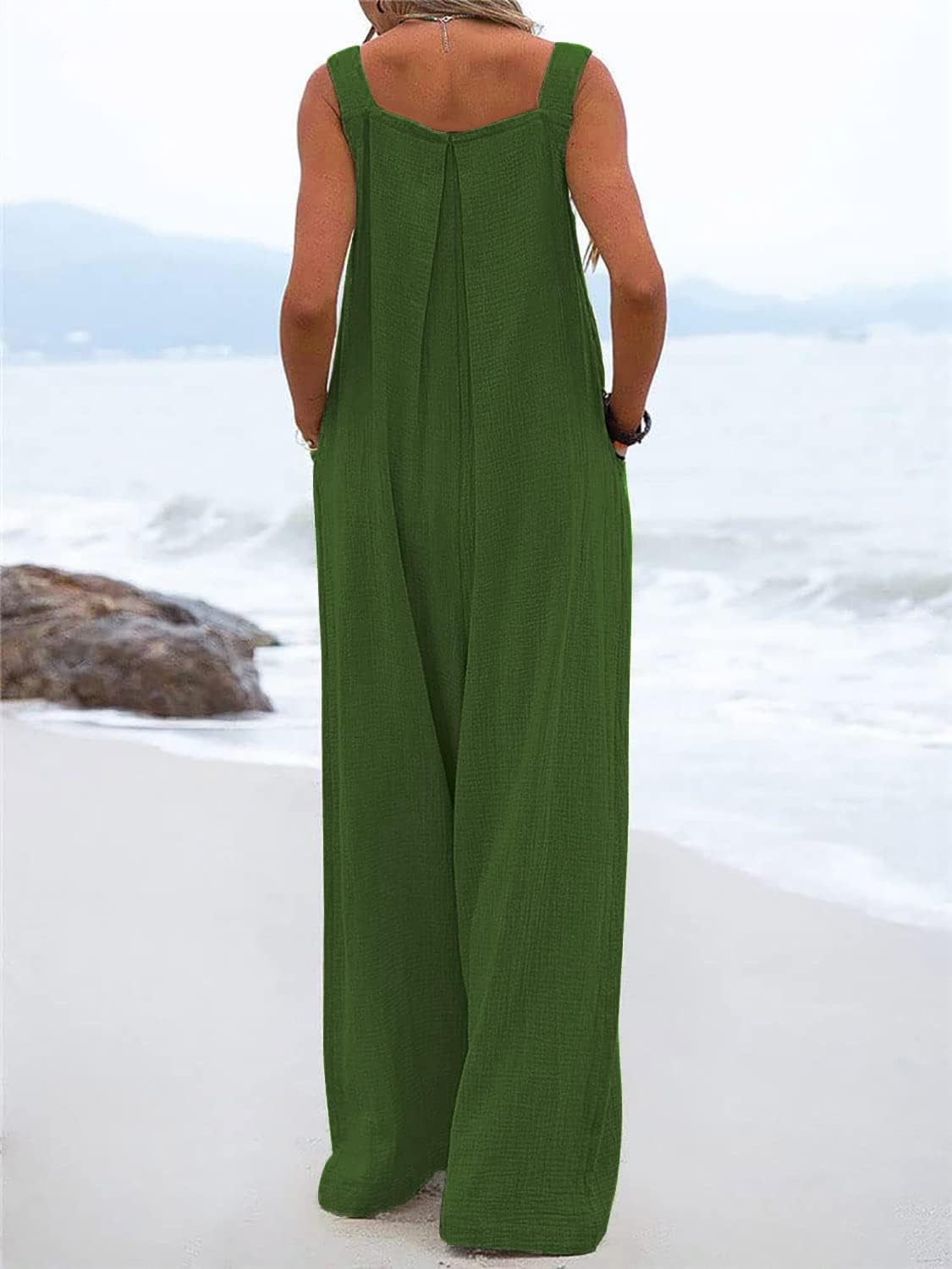 chouyatou Women's Casual Adjustable Strap Wide Leg Bib Overalls Jumpsuit with Pockets - Image 4