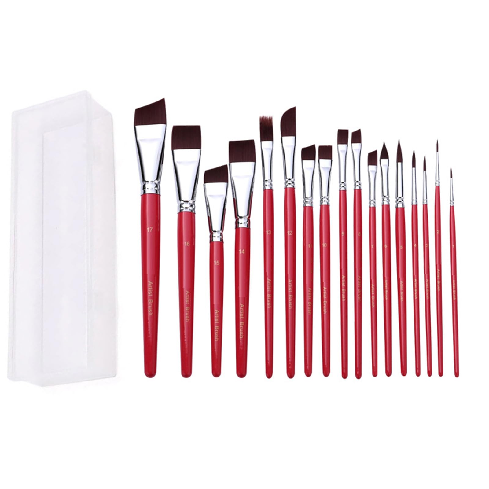 7/10 / 17x Nylon Hair Painting Brush Artist Paint Brush Watercolor Paint Drawing Supplies for Body Face Painting