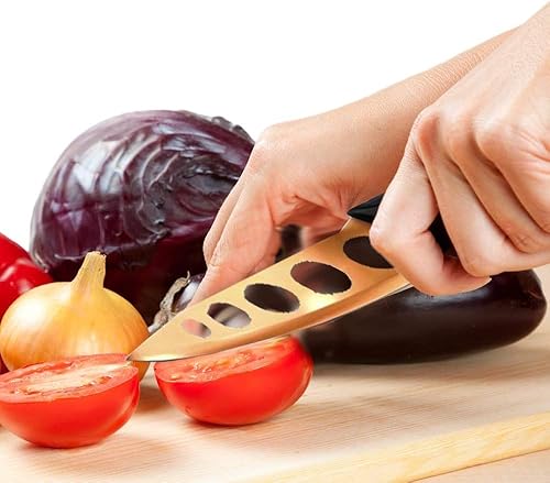 Miniatura 4 de Sharp Forever - Cuchillo de cocina de acero inoxidable con agarre ergonómico y revestimiento de cobre para un corte sin esfuerzo (juego de 2)