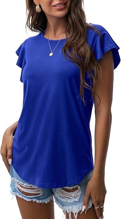 Trendy Ruffle Short Sleeve Knit Tops for Women | Summer Fashion 2024