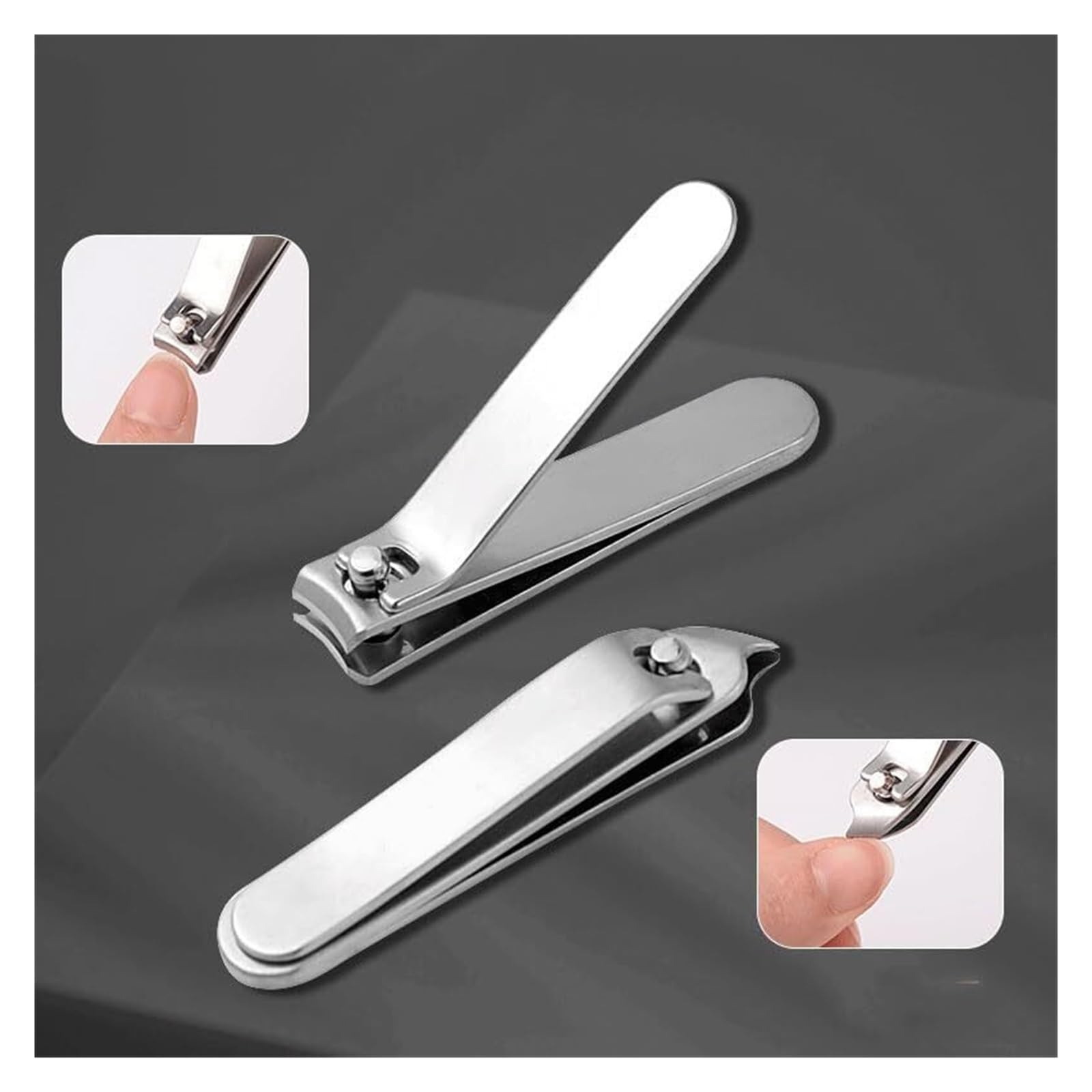 Juego de manicura y cortaúñas de Acero Inoxidable con Clip de Cuero sintético Negro (Negro, 14,5 x 11,5 cm)
