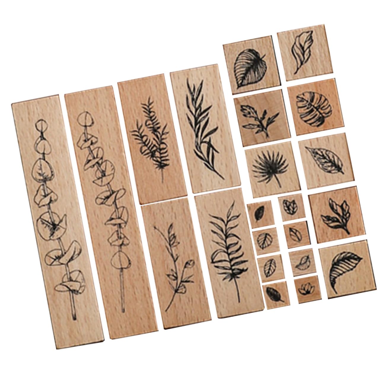 Housoutil 4 Sätze Pflanzensiegelsatz Kleine Briefmarken Stempeln Für Zeitschriftenstempel Journaling Scrapbooking-stempel Mini Symbol-tagebuchstempel Pads Holzstempelset Holzmarken Hölzern