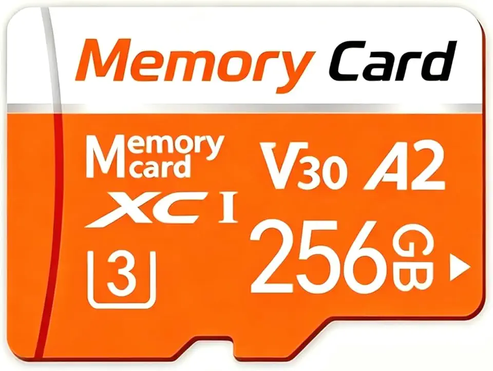 Micro cartão de memória 256 GB com adaptador, cartão TransFlash C10/U3/UHS-I/A1, cartão TF para câmera, smartphone, tablet, drone (amarelo1)
