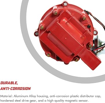 HEI High Performance Ignition Distributor for Jeep Straight 6 232 3.8L 242 4.0L 258 4.2L 65K Coil DIstributor 6 Cylinders with Red Cap