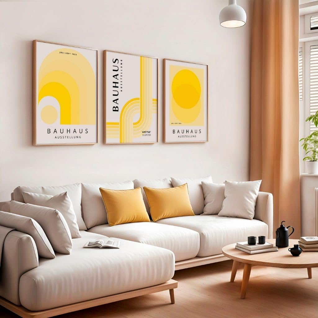 Posters Bauhaus triptyque affiche murale jaune format A2