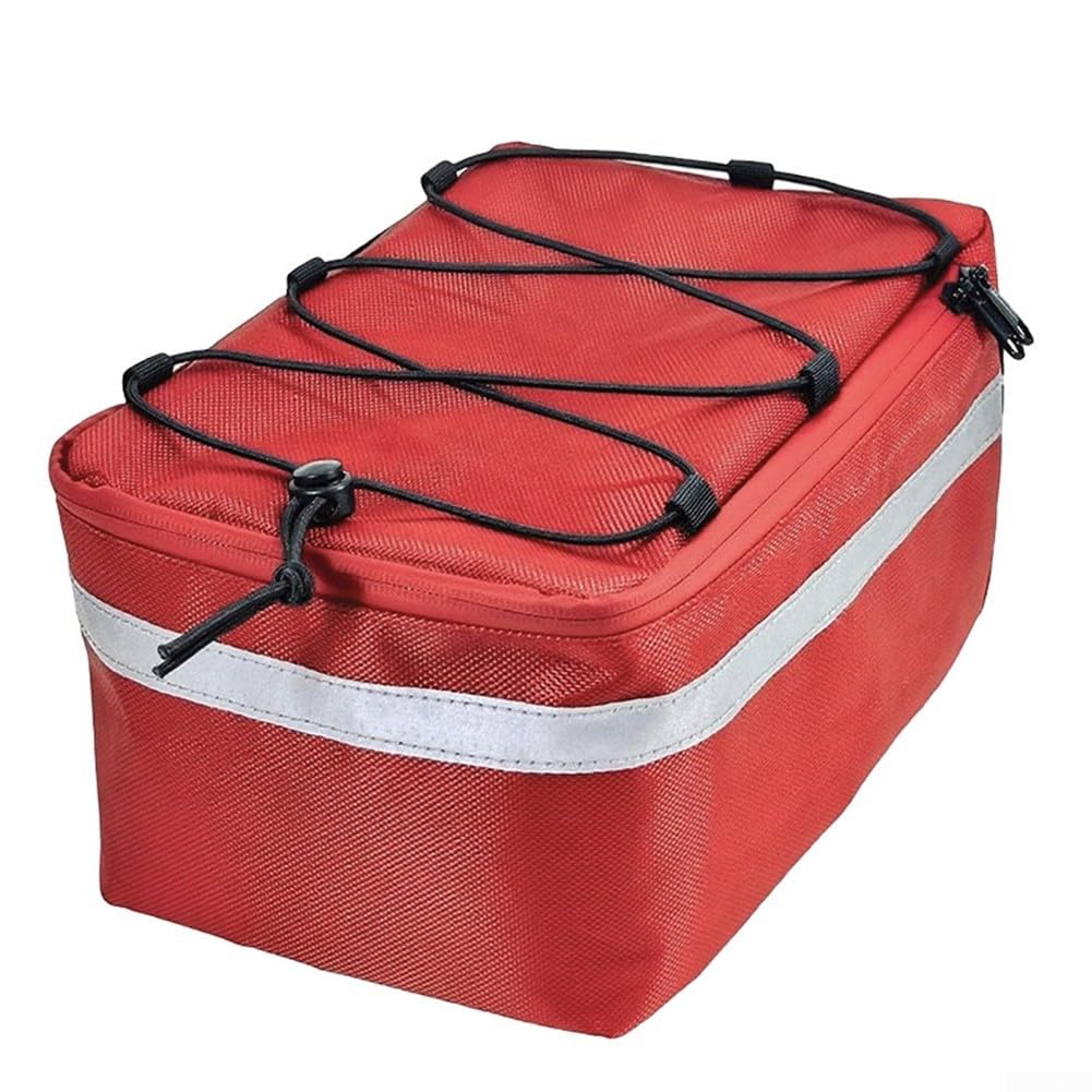 WheatThrive Bike Trunk Bag Polyester Rear Carrier Pack for Commuting Easy Install Straps 30x18x14cm(Red)