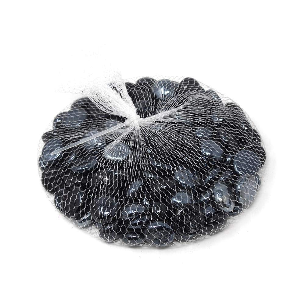 Homeford Flat Glass Marble Gems, 15-Ounce, 80-Count - Black