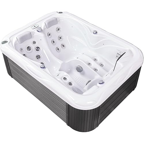 Bueno Spa Atlanta 3 - Person 37- Jet Acrylic Hot Tub in Ice White with New Arctic Max Insulation, Built-in Stereo System, and Included Cover