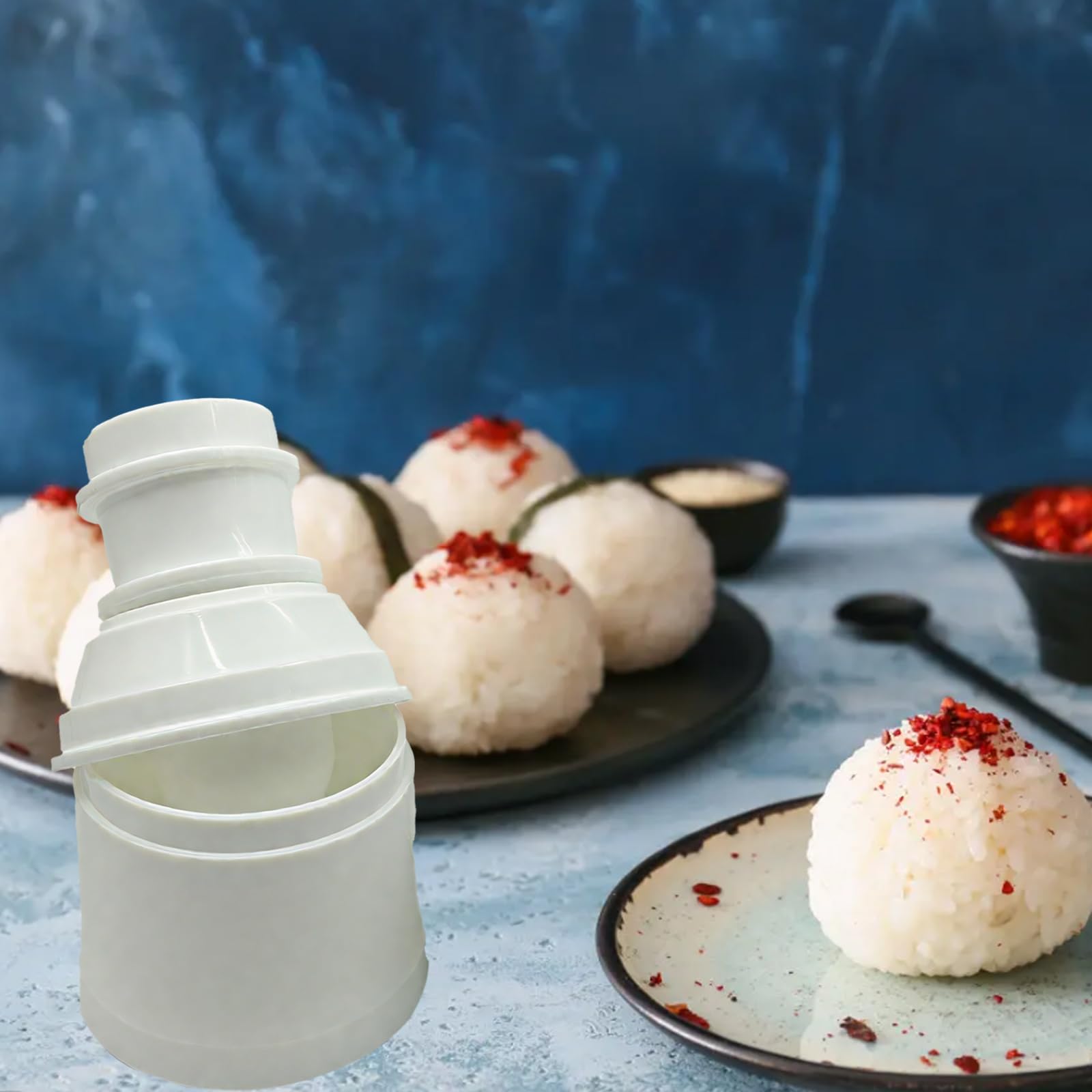 Lot de 2 moules onigiri forme 3 en 1 pour boulettes de riz, poisson et wonton sushi