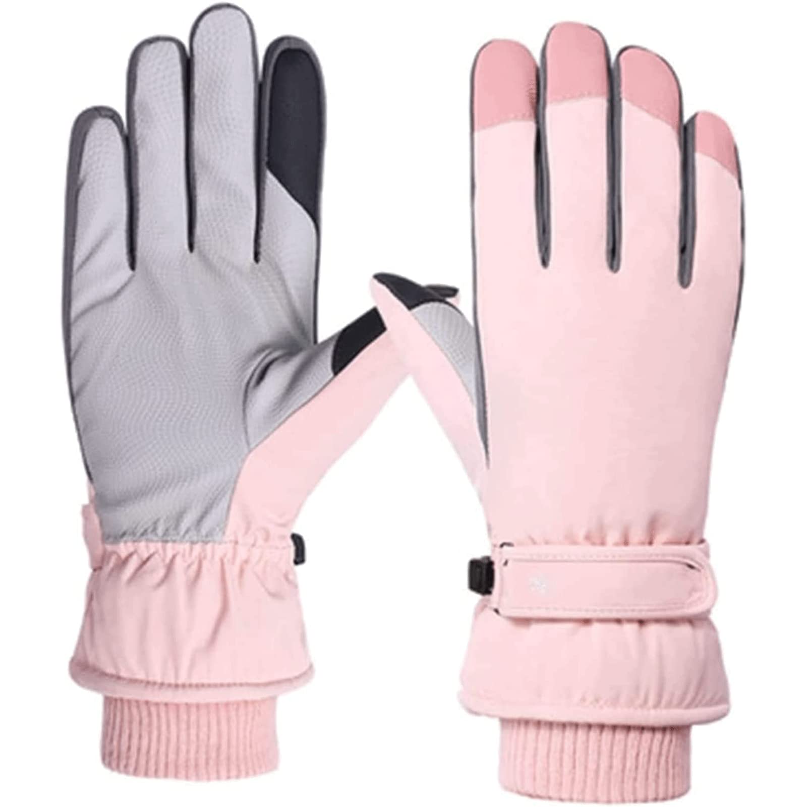 Habiba Mitones Guantes de Pantalla táctil, Guantes de Mujer para Hombre para Esquiar, Correr, Ciclismo, Deportes al Aire Libre, Guantes cálidos de Invierno con Dedos completos, Rosa Útil