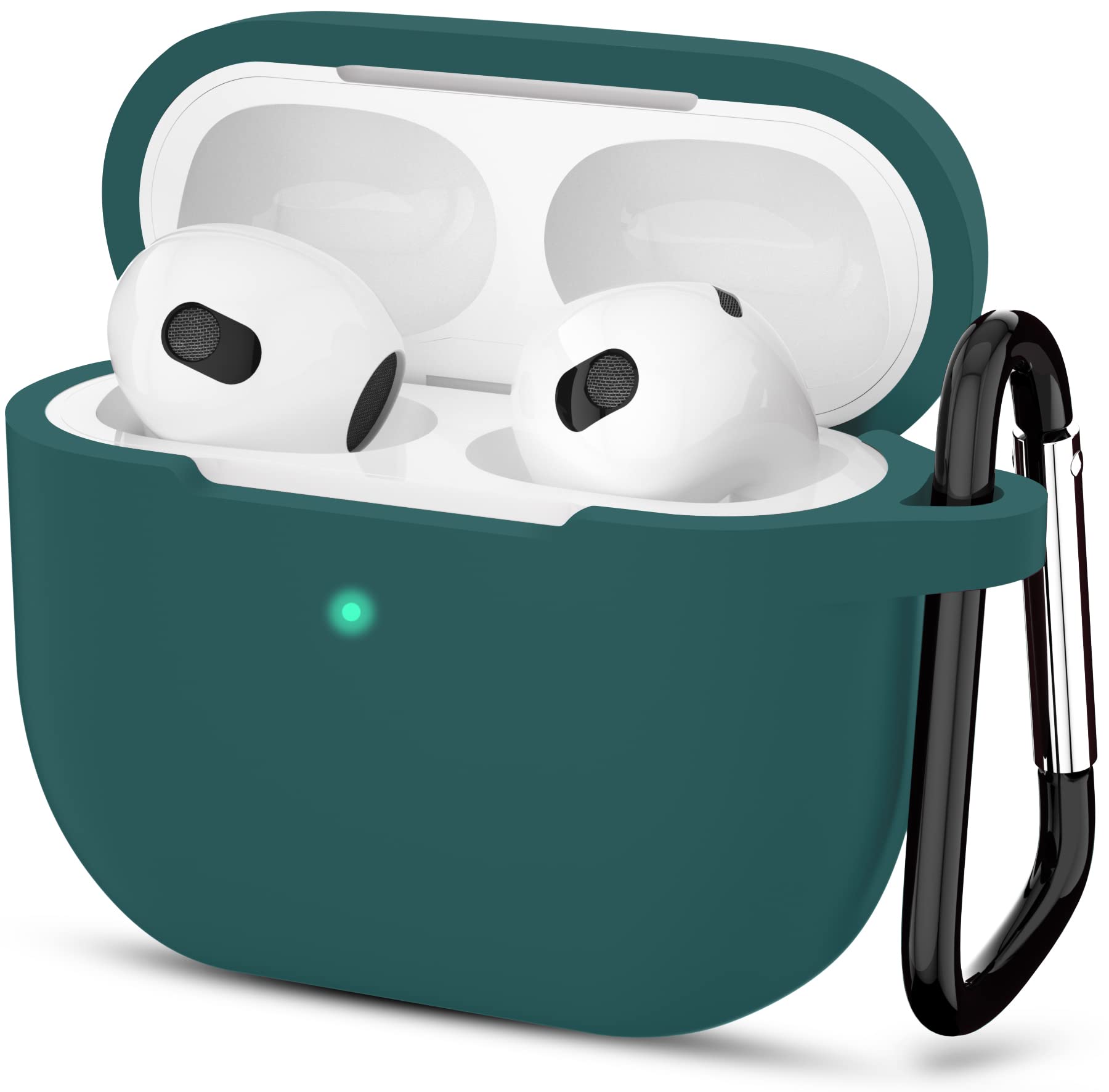ATUAT Protective Silicone Cover for AirPods 3rd Generation Case 2021, Wireless Charging (Midnight Green)