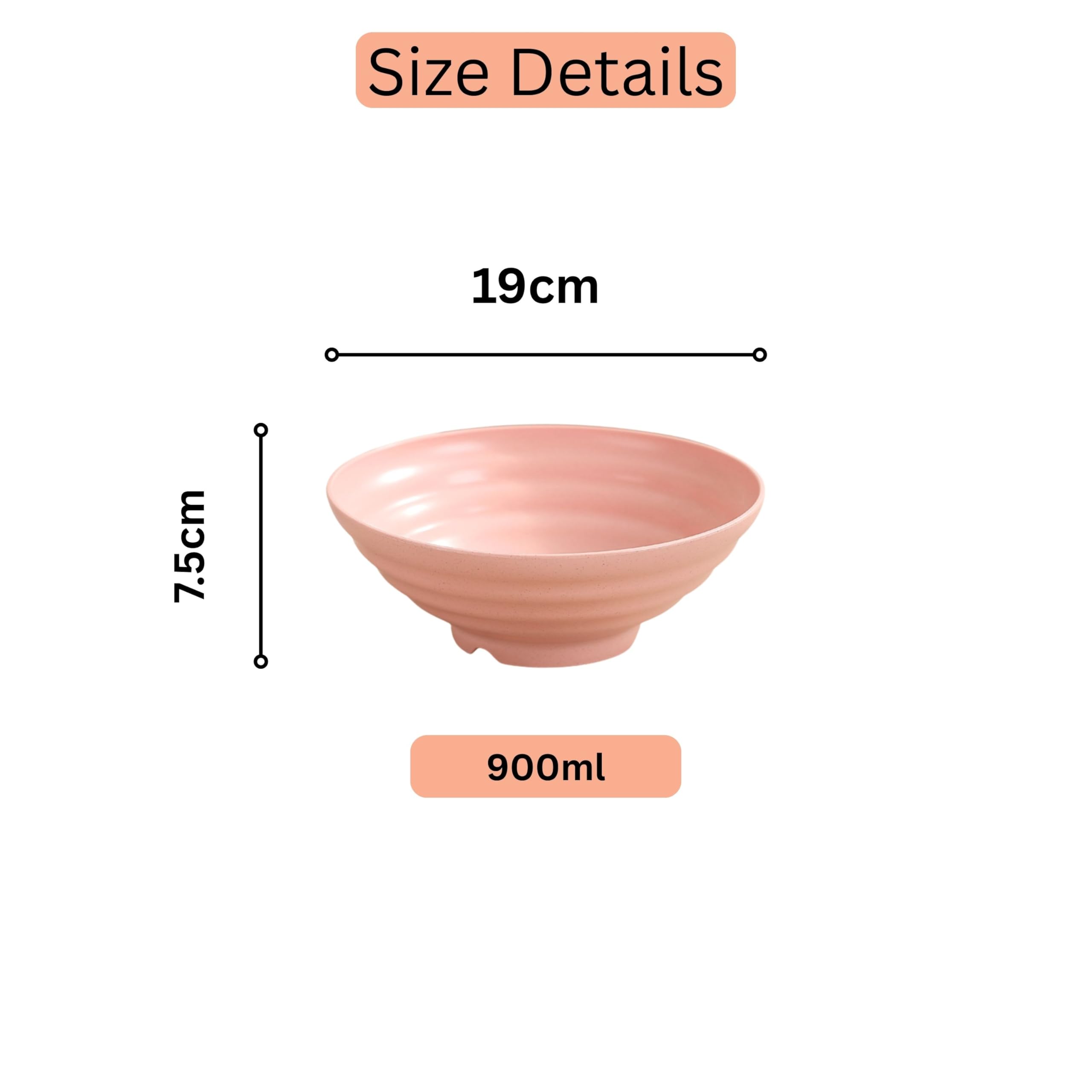 Colorful Wheat Straw Ramen Bowl Set – 7.5” Large Japanese-Style Bowls Set for Soup, Noodle, Salad, Pasta, Rice, Microwave & Dishwasher Safe, Beige, Pack of 2 — Amazon image 3
