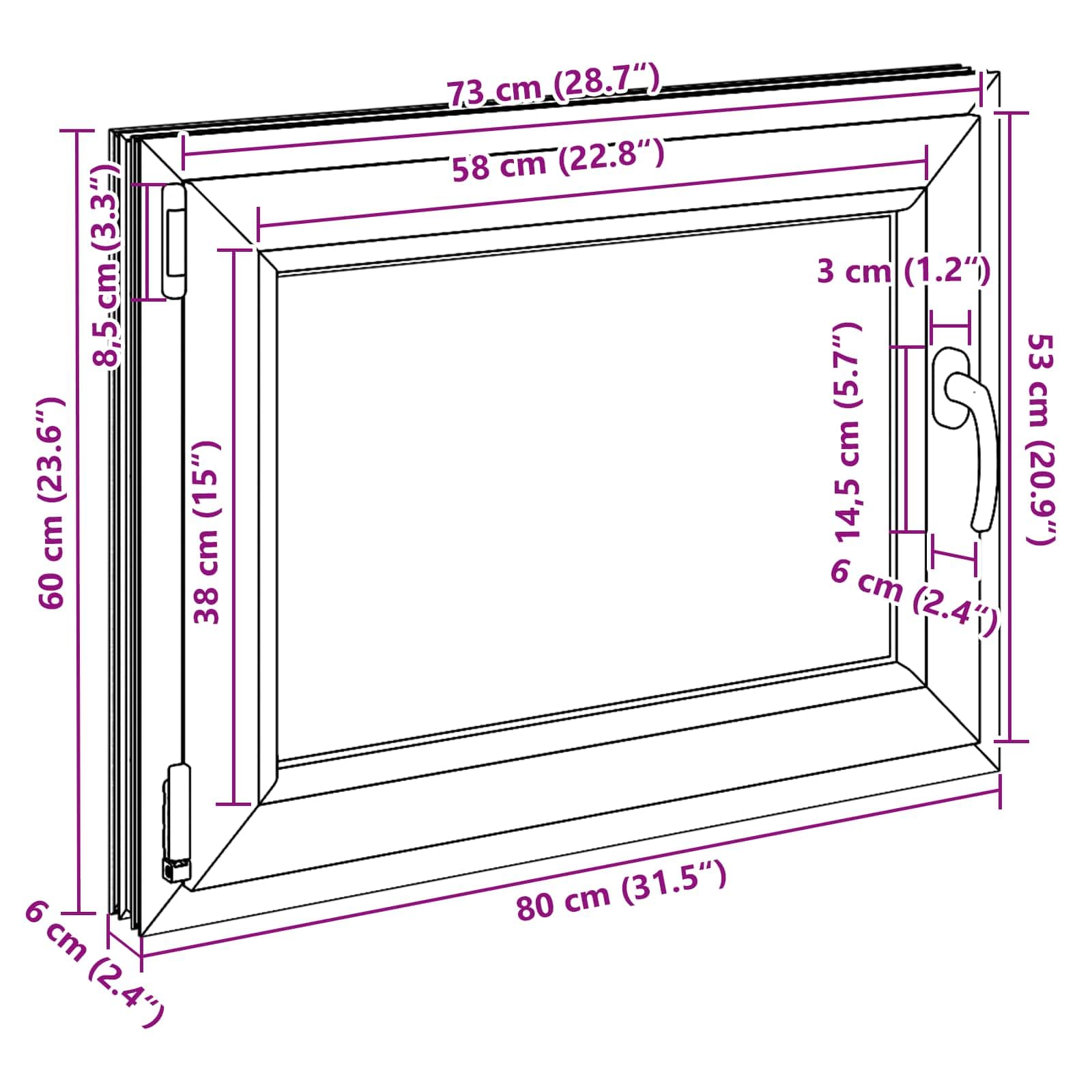 Finestra manuale RISOR 80 x 60 cm PVC e vetro, design moderno della finestra per cantina, vetro PVC resistente, efficiente dal punto di vista energetico, isolamento termico, fonoassorbente