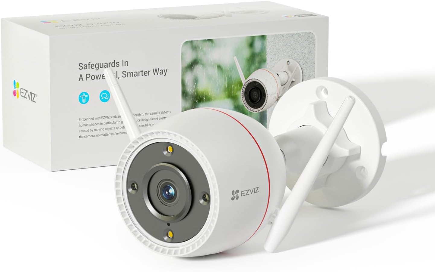 2K Outdoor Security Camera CCTV Wi-Fi Camera, 30M Colour Night Vision, AI Human Motion Detection, Two-Way Audio, Strobe & Siren Alert, IP67 Waterproof, 256GB SD Card/Cloud Storage (OutPro)