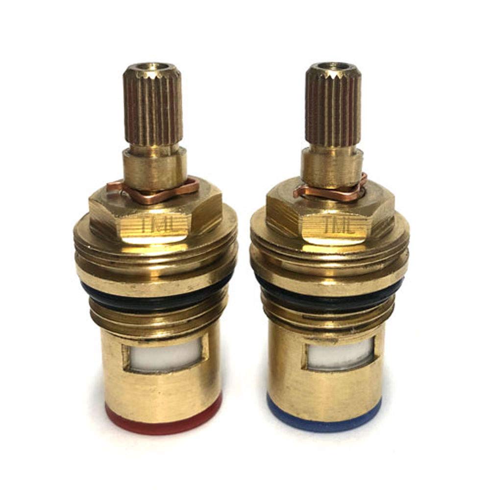 Tap Magician 24 Spline Replacement Tap Cartridges Valve Quarter Turn X 52Mm Height (Pair Of Valves Hot Cold)