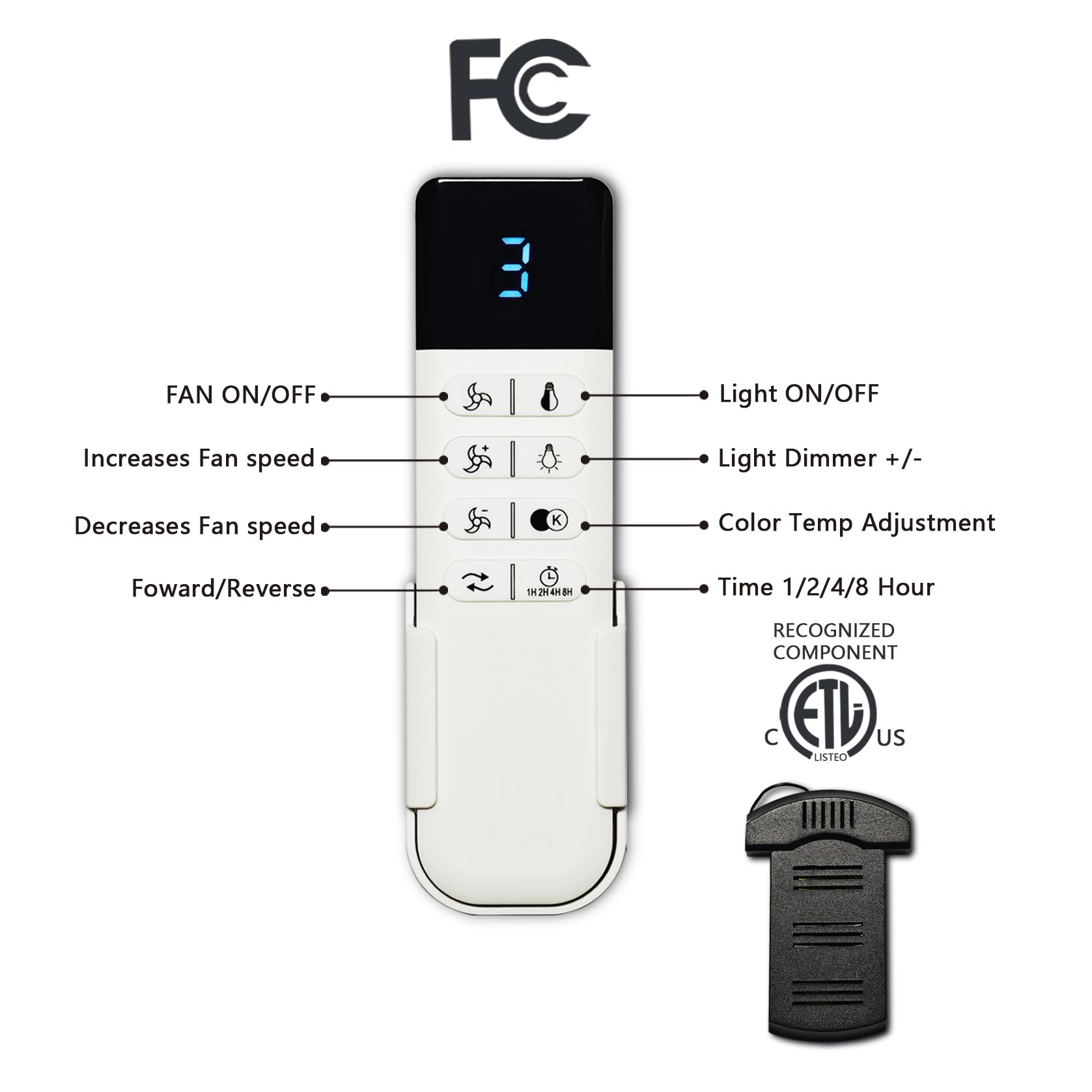 52 Inch Wood Ceiling Fans with Lights and Remote Control Indoor Memory Dimmable Light 3 Blades Noiseless Reversible — view 7