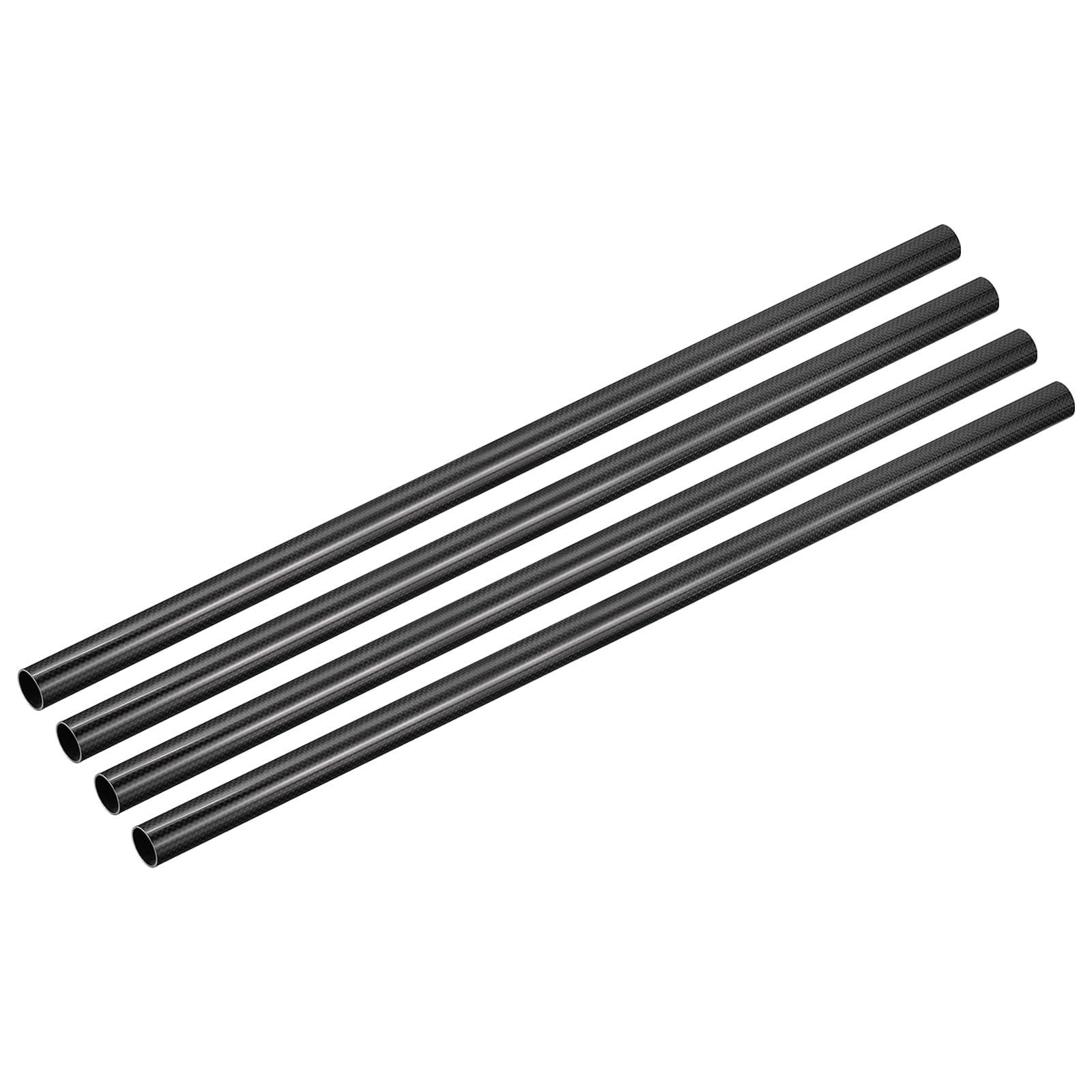 QUARKZMAN Carbono Fibra Tubos, 500mm x 18mm x 16mm 3K Huecos Carbono Envueltos Tubos Redondo Simple Tejido Brillante Superficie para Cuadricóptero Paquete de 4